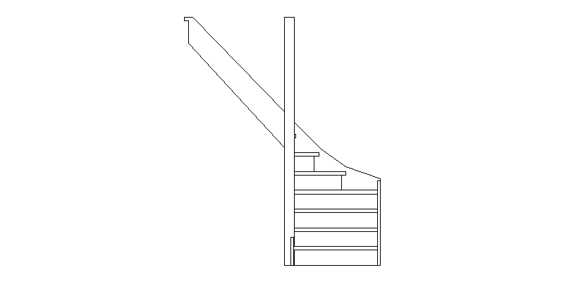 escalera con peldaños compensados, vista en alzado
