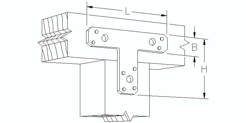 conector estructura de madera con pletina de acero en 3d