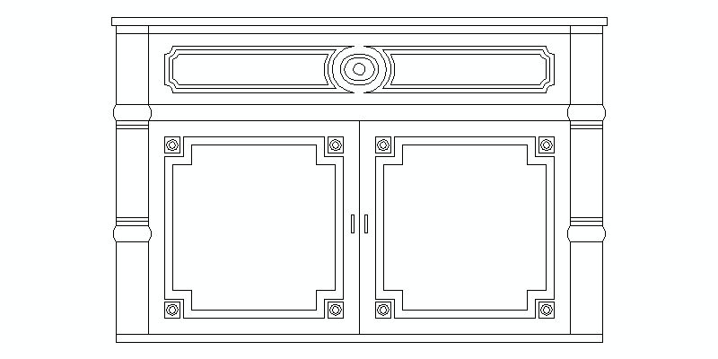 mueble auxiliar visto en alzado frontal