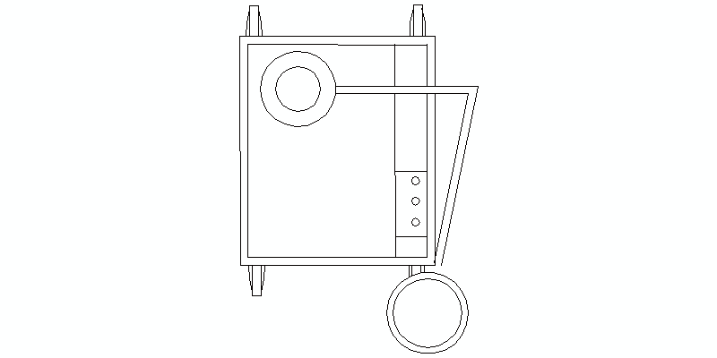 mueble auxiliar para clínica o qirófano, vista en planta