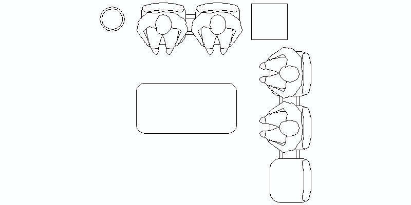 amueblamiento de sala de espera, vista en planta