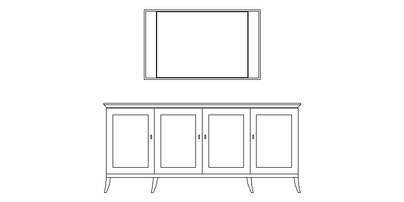 mueble auxiliar, con espejo, en alzado frontal