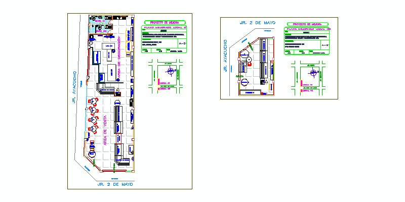 Bloques AutoCAD Gratis de proyecto de local para cafetería