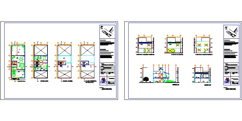 proyecto arquitectónico de vivienda con vistas en planta y en sección