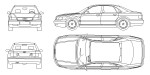 Audi A8 (D2) Primera generación 1994-2003, Alzados anterior, posterior, lateral y vista en planta.