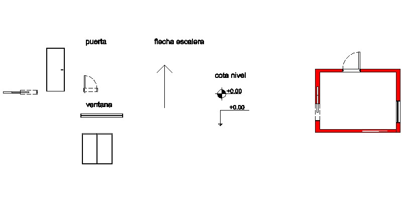 Bloques dinámicos: puerta, ventana, cotas, niveles y flechas