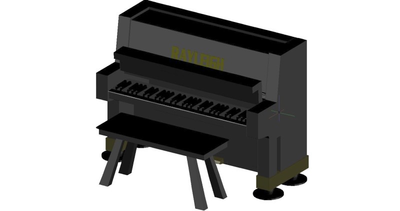 piano con taburete en 3d