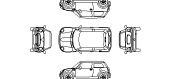 vistas completas de coche Mini Cooper en 2 dimensiones