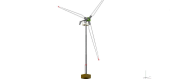 Vista en 3D de un aerogenerador de 100 kVA