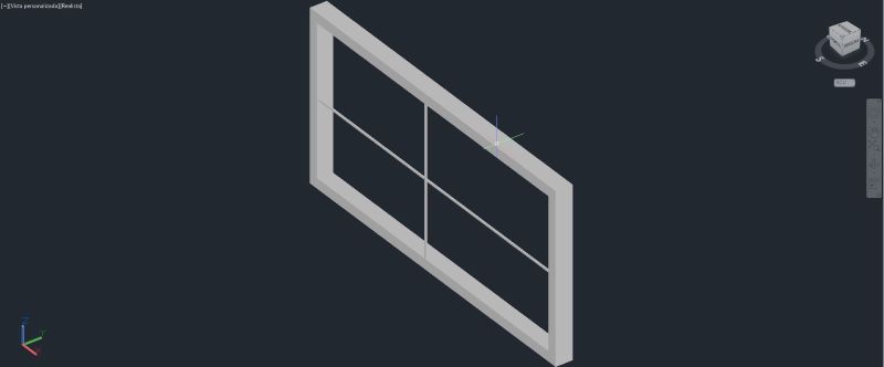 Marco de ventana de dimensiones 2 x 1 metro en 3 dimensiones