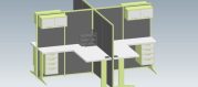 modelo BIM 4 módulos oficina con mamparas