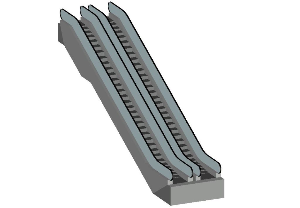 escaleras mecánicas dobles en 3D