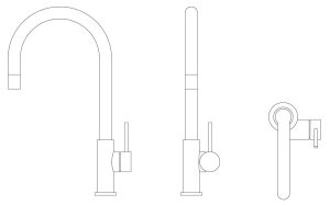 grifo de  fregadero de cocina, caño alto 45cm