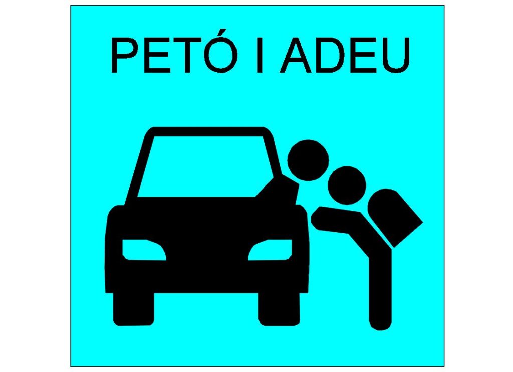 señal de tráfico de beso y adiós (petó i adeu) para zona escolar